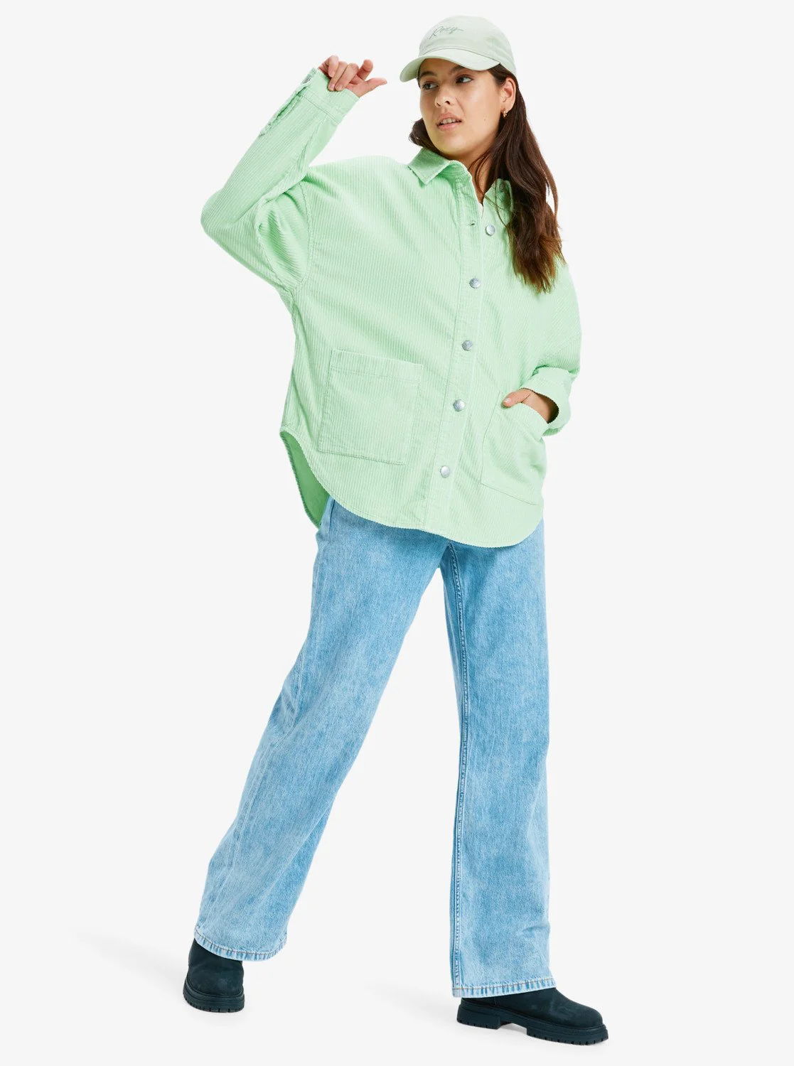 Roxy Women's Kick Back Washed Oversized Corduroy Jacket Pistachio Green ERJWT03697-GED0 - Image 7