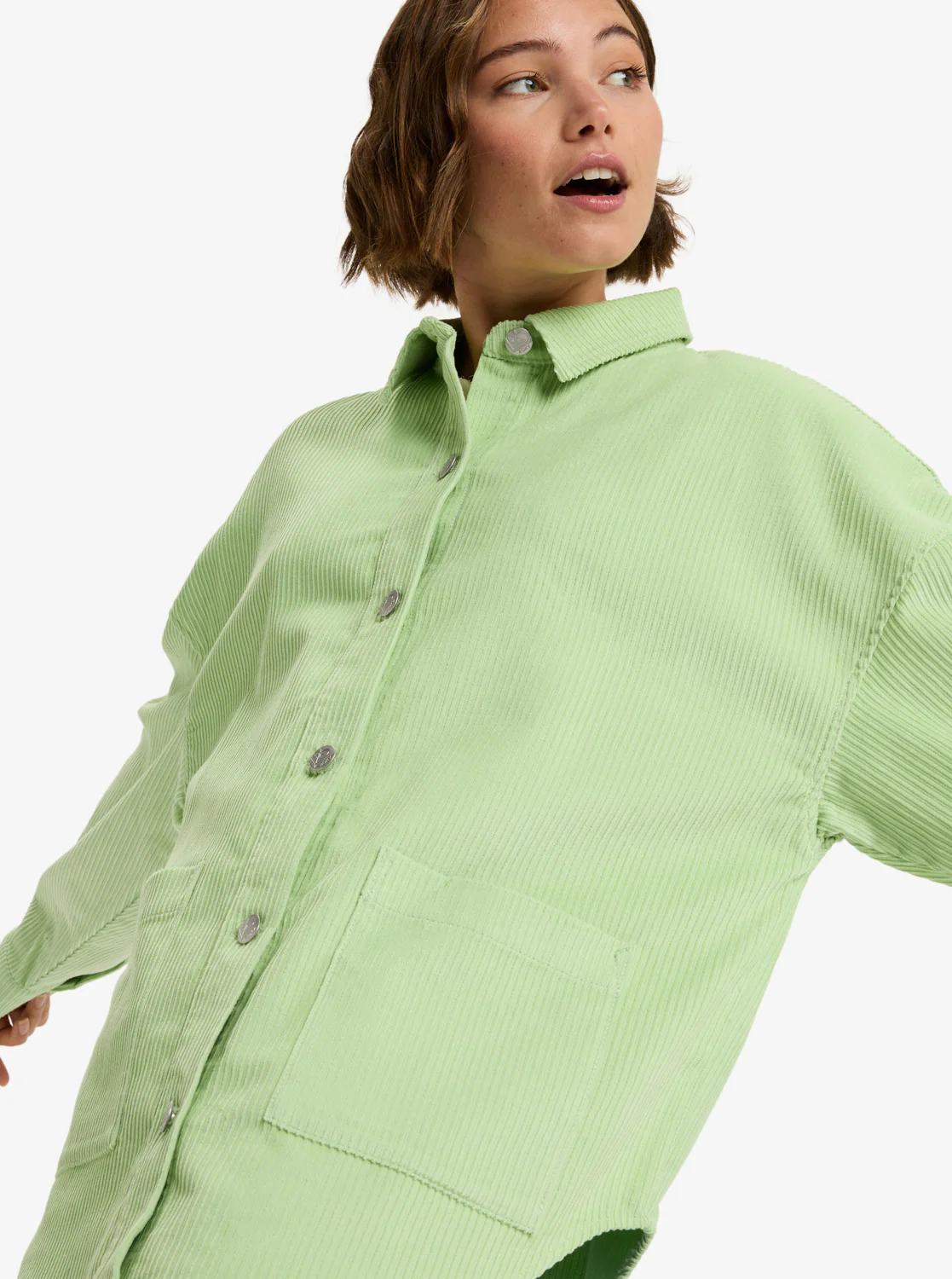 Roxy Women's Kick Back Washed Oversized Corduroy Jacket Pistachio Green ERJWT03697-GED0 - Image 9