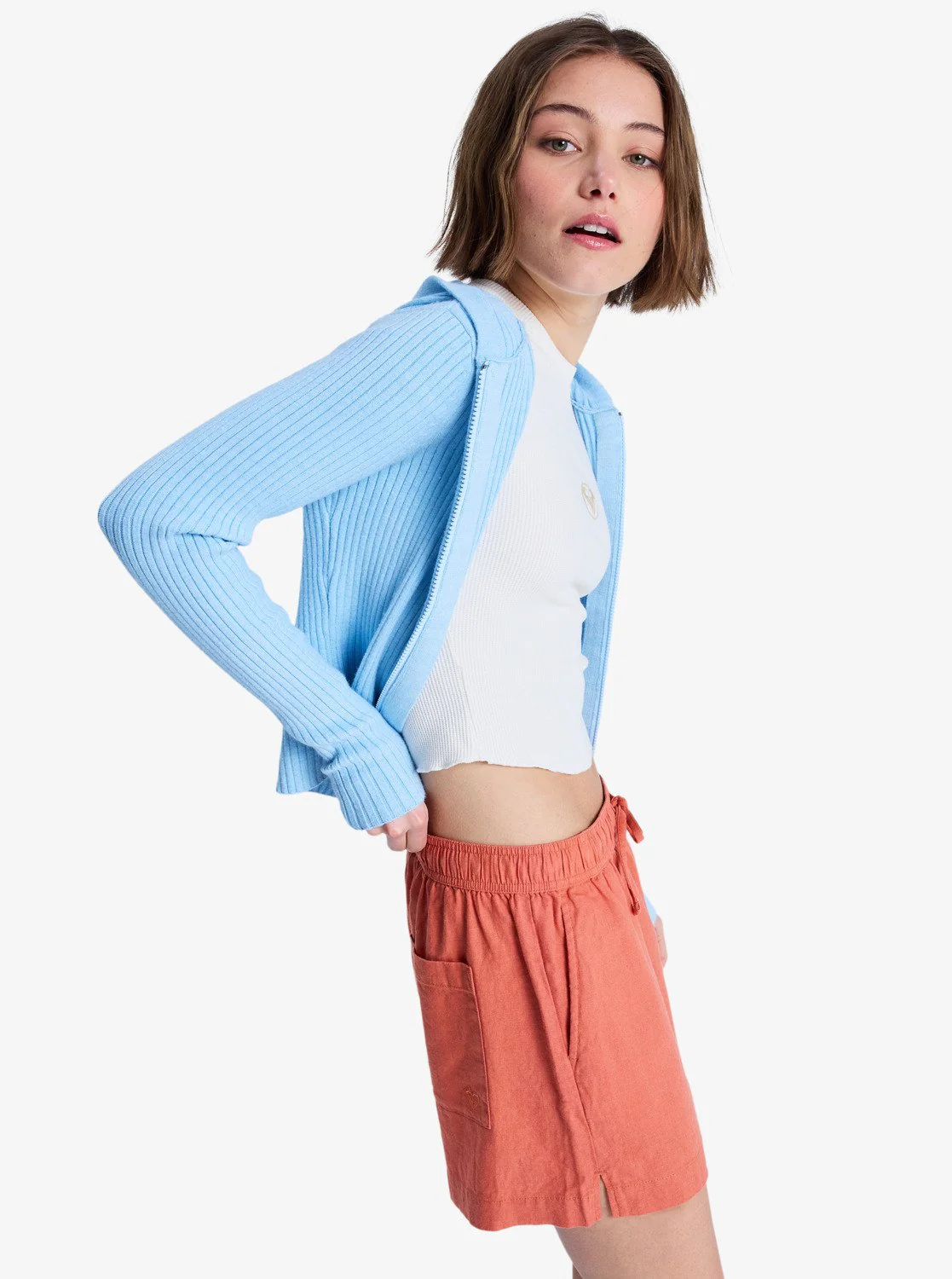 Roxy Women's Lekeitio Break Elasticated Waist Beach Shorts Apricot Brandy ERJNS03490-MLN0 - Image 3