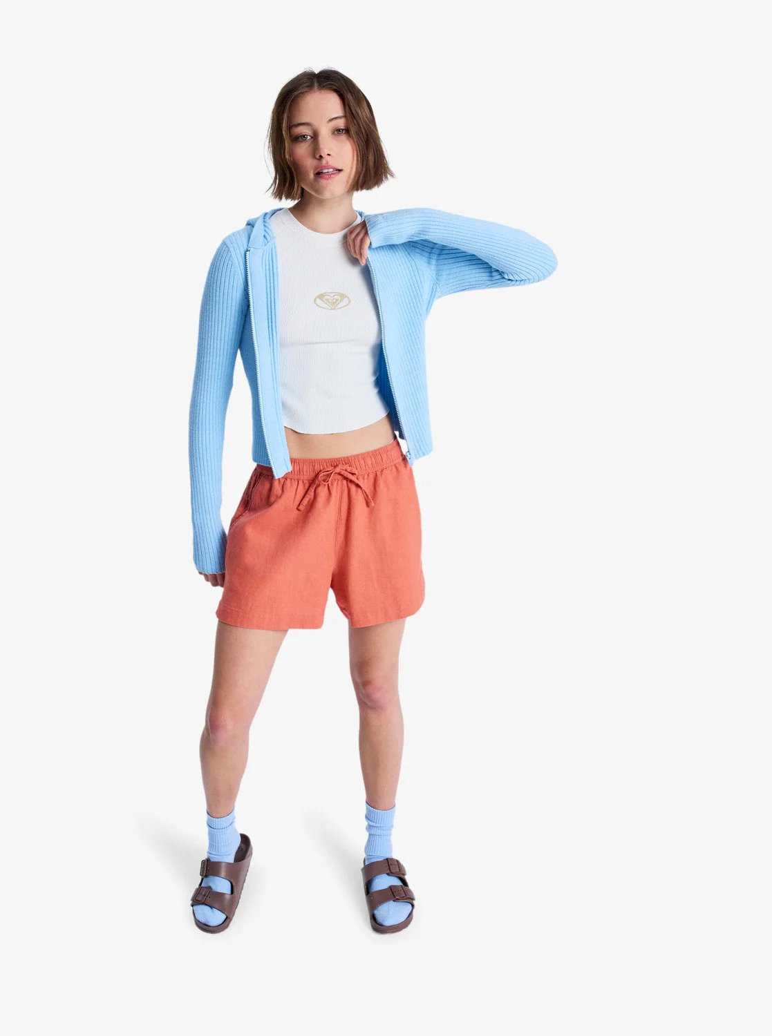 Roxy Women's Lekeitio Break Elasticated Waist Beach Shorts Apricot Brandy ERJNS03490-MLN0 - Image 5