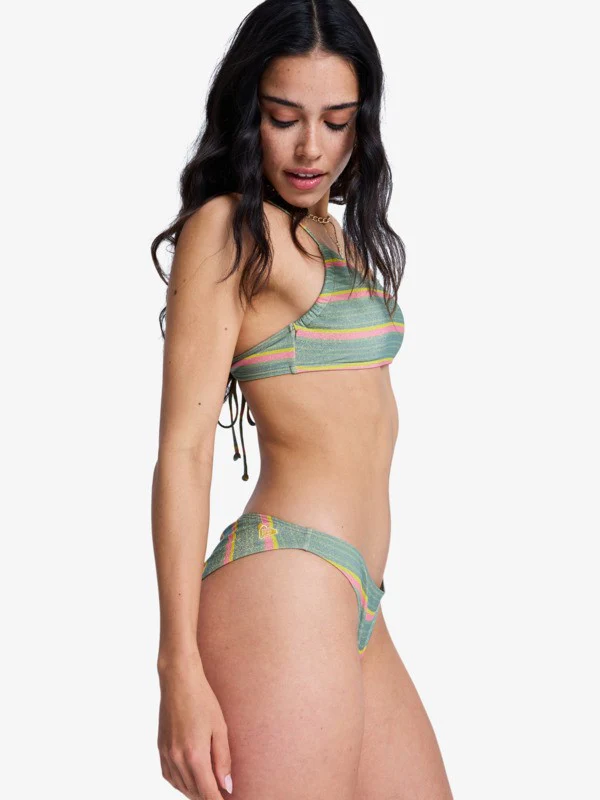 Roxy Women's Ocean Dreamer Bikini Bottoms Oil Green Say It With Stripes ERJX405183-GLD3 - Image 2