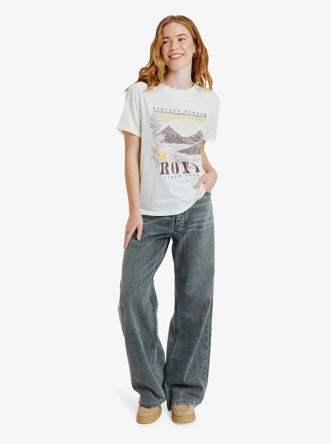 Roxy Women's Oceanregular Poster Short Sleeve T-Shirt Egret ERJZT06017_WBS0 - Image 4