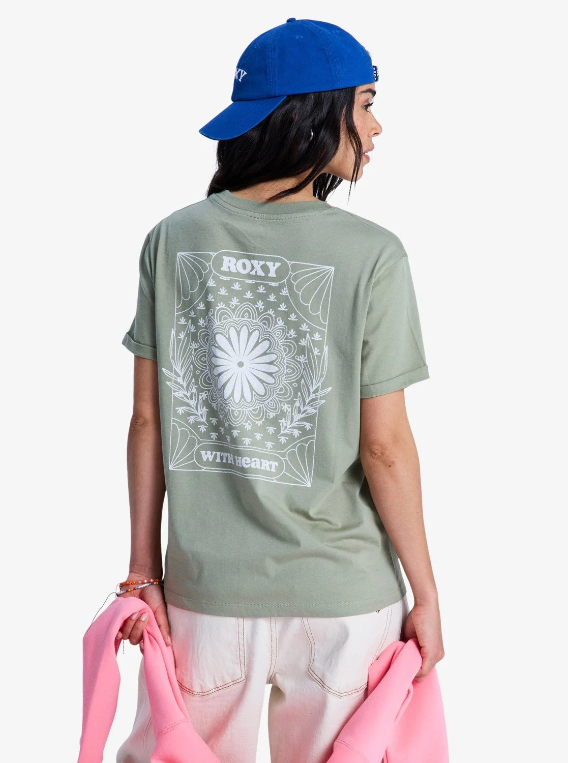 Roxy Women's Oceanregular Short Sleeve T-Shirt Oil Green ERJZT06110-GLD0 - Image 2