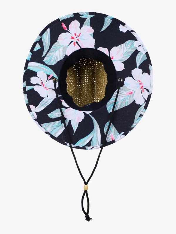 Roxy Women's Pina To My Colada Printed Sun Hat Anthracite Spring Charming ERJHA04465_KVJ5 - Image 3