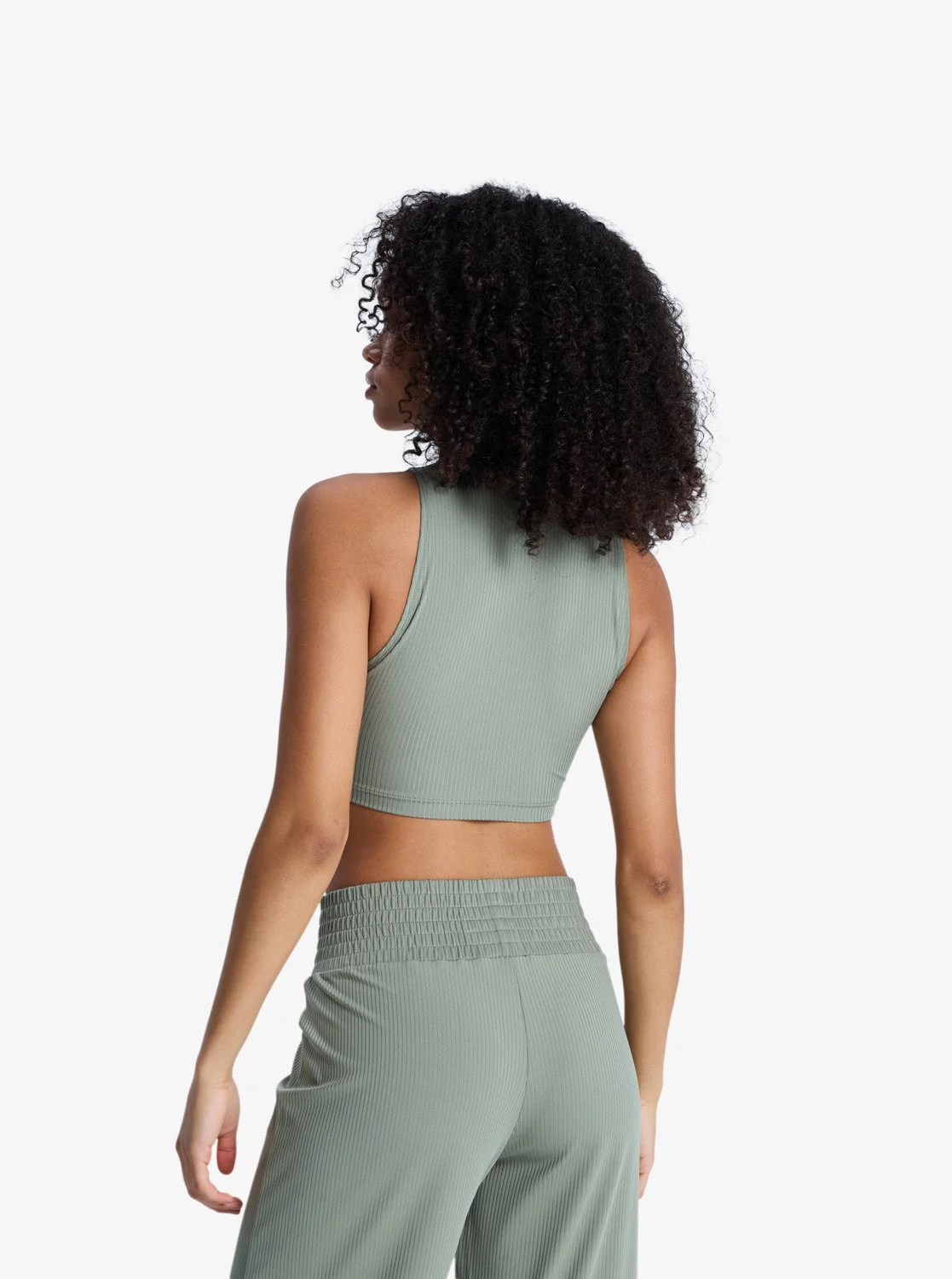 Roxy Women's Rise & Vibe Cropped Sport Tank Top Oil Green ERJKT04366-GLD0 - Image 2