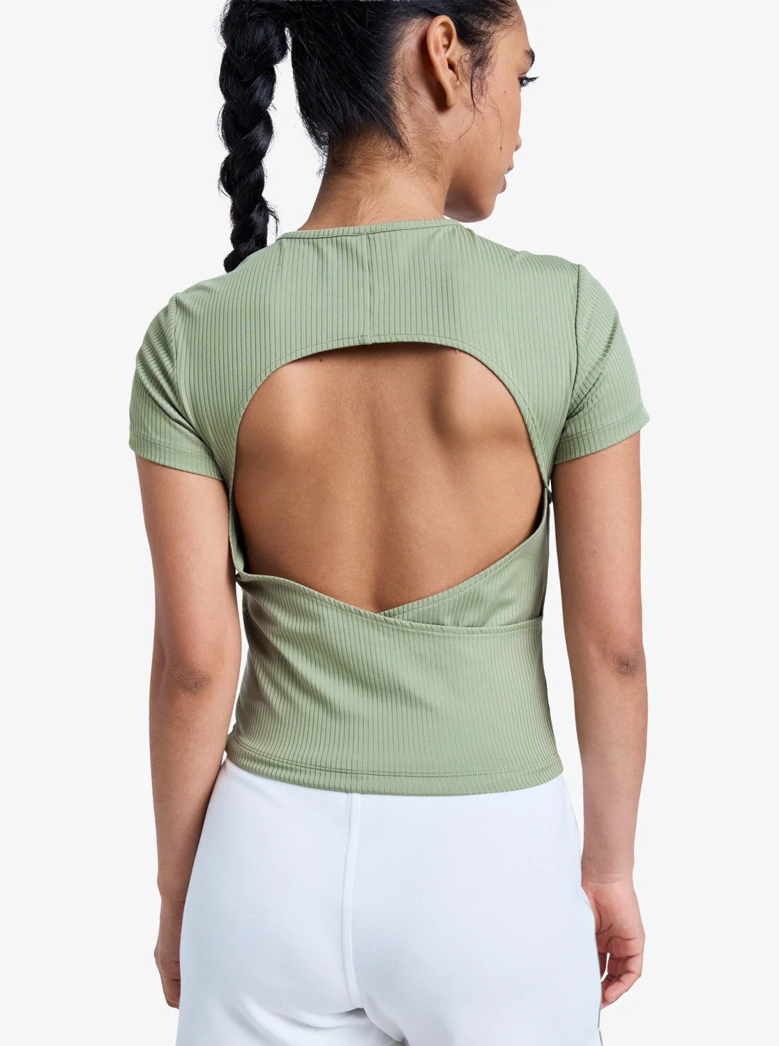 Roxy Women's Rise & Vibe Short Sleeve Workout Top Oil Green ERJKT04371-GLD0 - Image 2