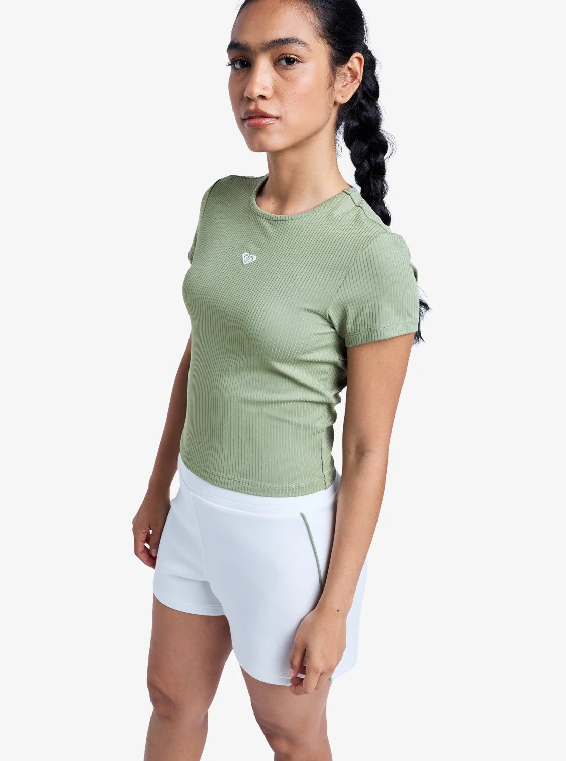 Roxy Women's Rise & Vibe Short Sleeve Workout Top Oil Green ERJKT04371-GLD0 - Image 4