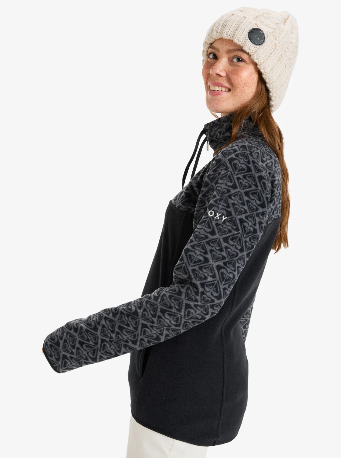 Roxy Women's Sayna Half Zip Technical Mid Layer True Black Roxygram Tonal ERJFT04831_KVJ5 - Image 3