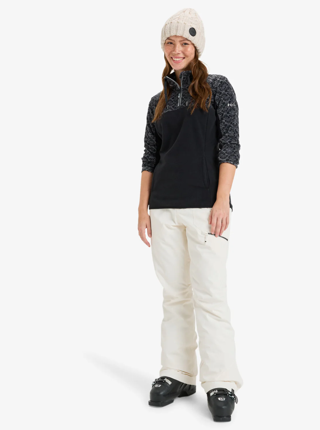 Roxy Women's Sayna Half Zip Technical Mid Layer True Black Roxygram Tonal ERJFT04831_KVJ5 - Image 6
