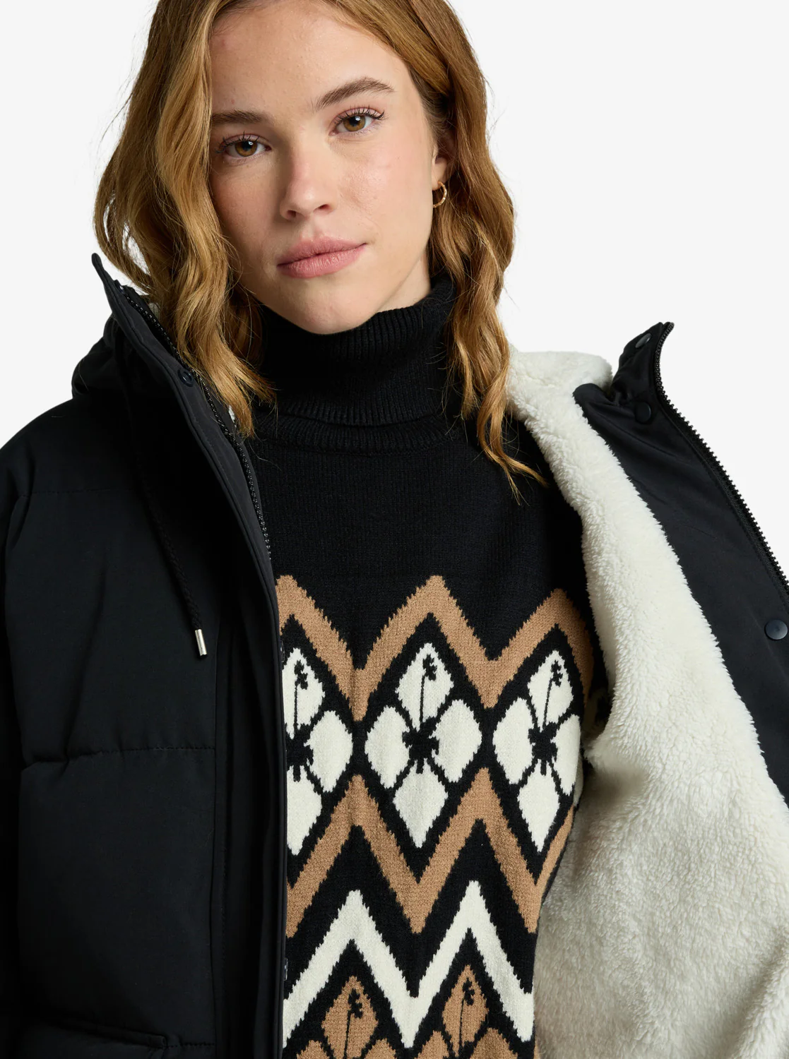 Roxy Women's Seaside Memories Hooded Coat Jacket Black ERJJK03666-KVJ0 - Image 3