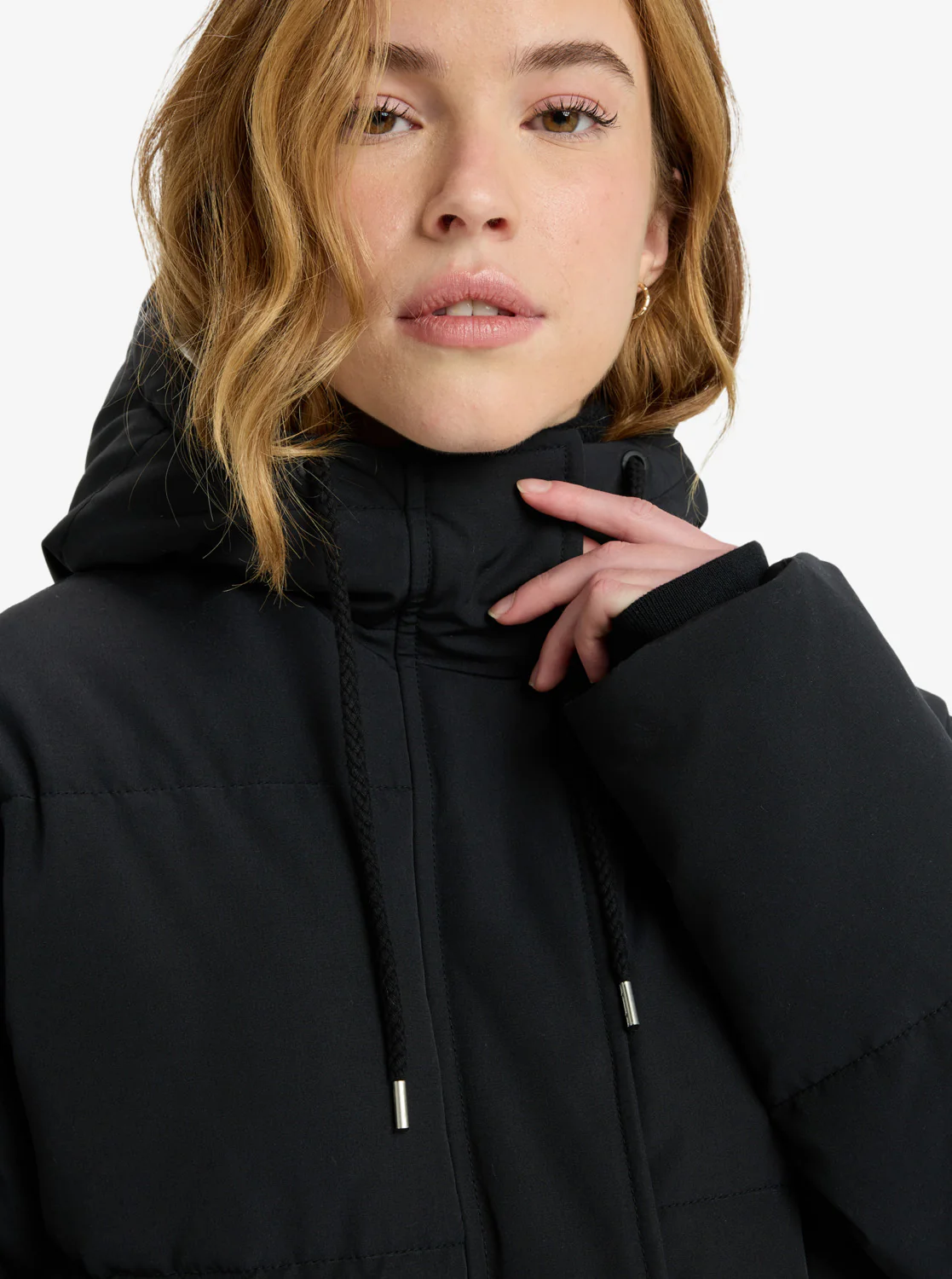 Roxy Women's Seaside Memories Hooded Coat Jacket Black ERJJK03666-KVJ0 - Image 4