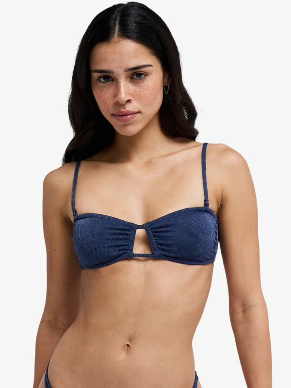 Roxy Women's Shine Bandeau Bikini Top Mood Indigo ERJX305684-BSP0