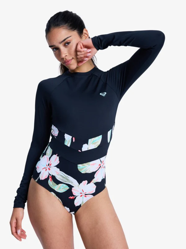 Roxy Women's The Rider Zipped Long Sleeve One Piece Swimsuit Anthracite Spring Charming ERJWR03900-KVJ5
