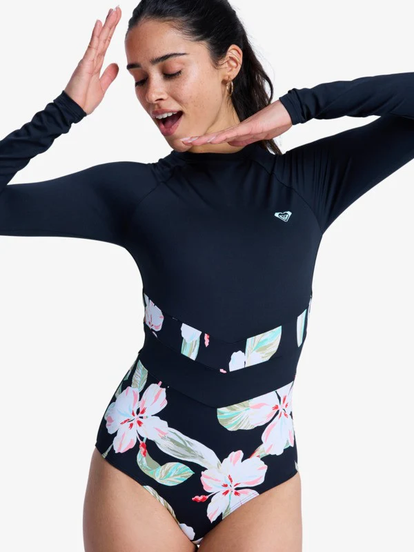 Roxy Women's The Rider Zipped Long Sleeve One Piece Swimsuit Anthracite Spring Charming ERJWR03900-KVJ5 - Image 3