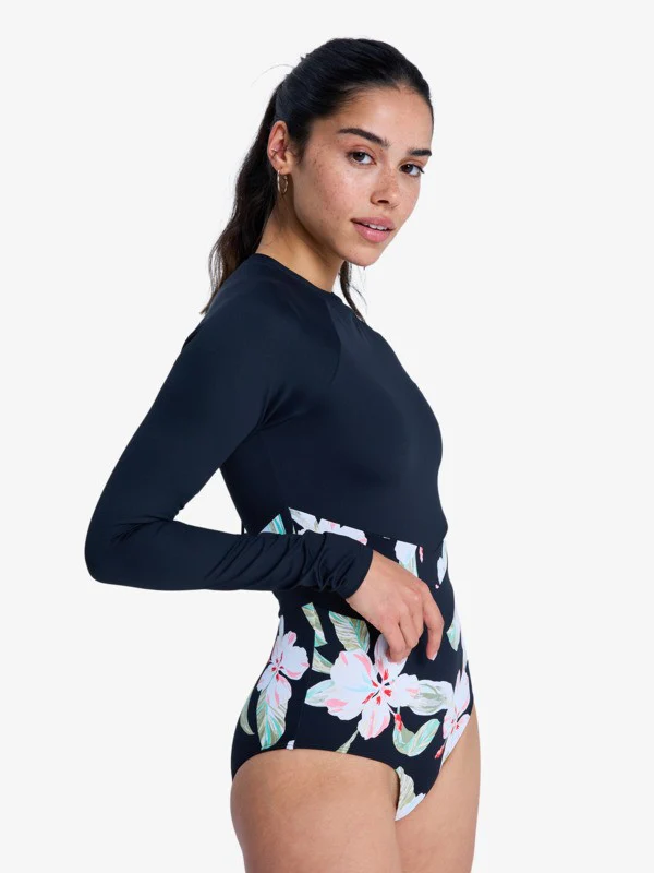 Roxy Women's The Rider Zipped Long Sleeve One Piece Swimsuit Anthracite Spring Charming ERJWR03900-KVJ5 - Image 4