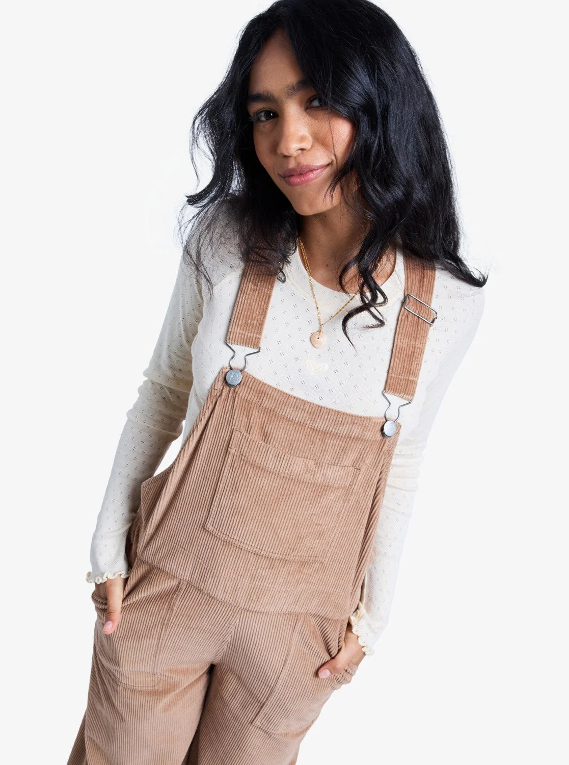 Roxy Women's Trailblazer Overall Cotton Corduroy Dungarees Woodsmoke ERJWO03022-CMA0 - Image 4