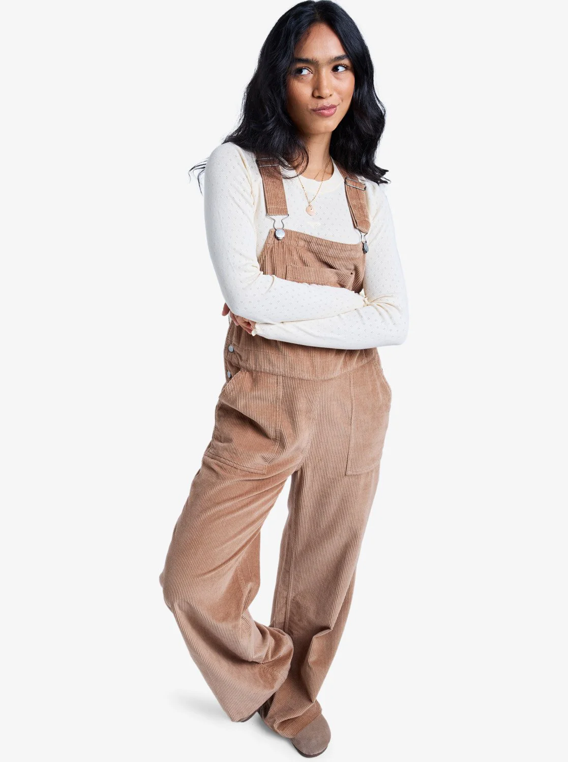 Roxy Women's Trailblazer Overall Cotton Corduroy Dungarees Woodsmoke ERJWO03022-CMA0 - Image 5
