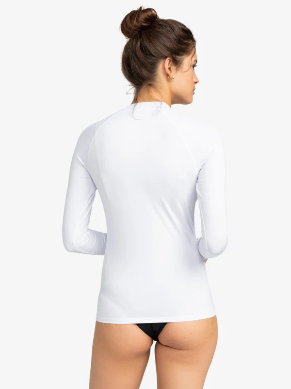 Roxy Women's Whole Hearted LS Rash Vest Bright White ERJWR03547-WBB0 - Image 5