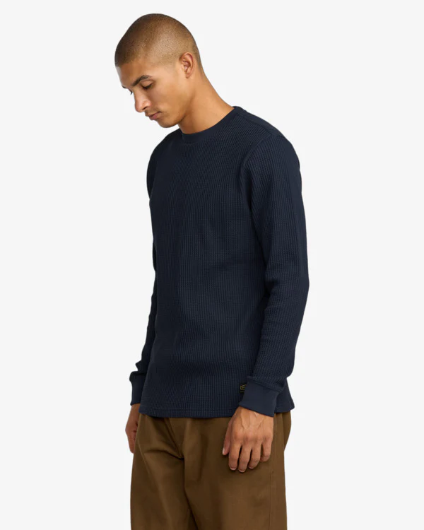 RVCA Day Shift Long Sleeve Thermal Moody Blue AVYKT00104-MDY - Image 4