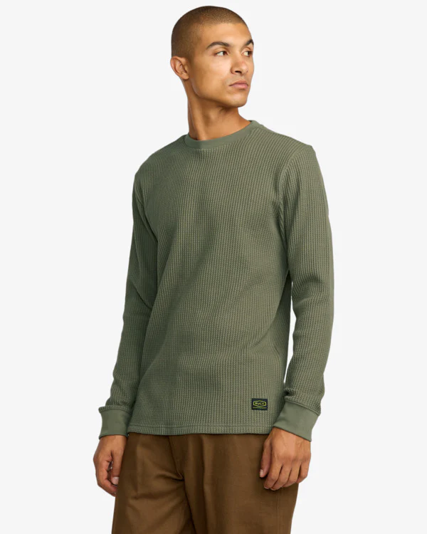 RVCA Day Shift Long Sleeve Thermal Olive AVYKT00104-OLV - Image 3