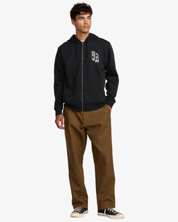 RVCA Men's Benj Tiger Eyes Zip Up Hoodie Black 23A483507-BLK - Image 3