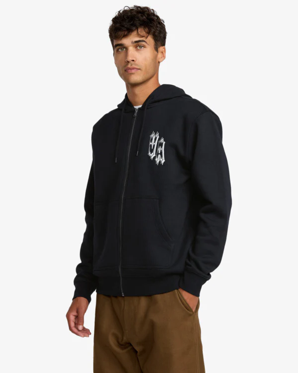 RVCA Men's Benj Tiger Eyes Zip Up Hoodie Black 23A483507-BLK - Image 4