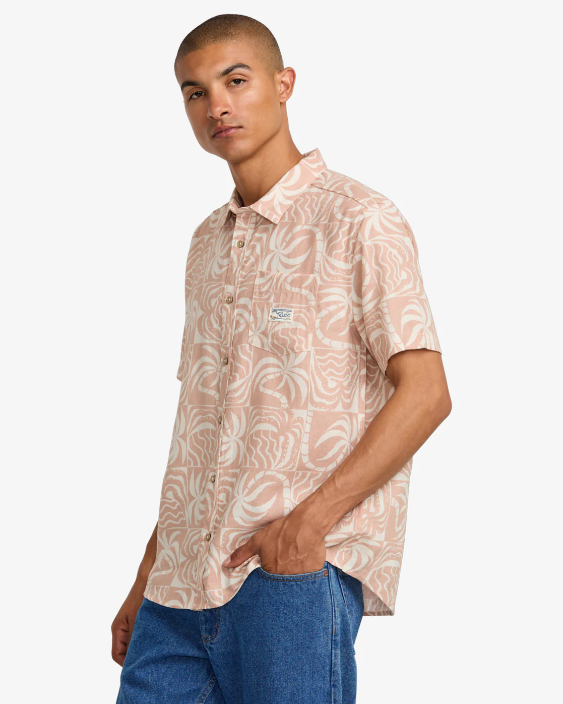 RVCA Men's Exotica Short Sleeves Shirt Pale Mauve AVYWT00500-PAL - Image 3