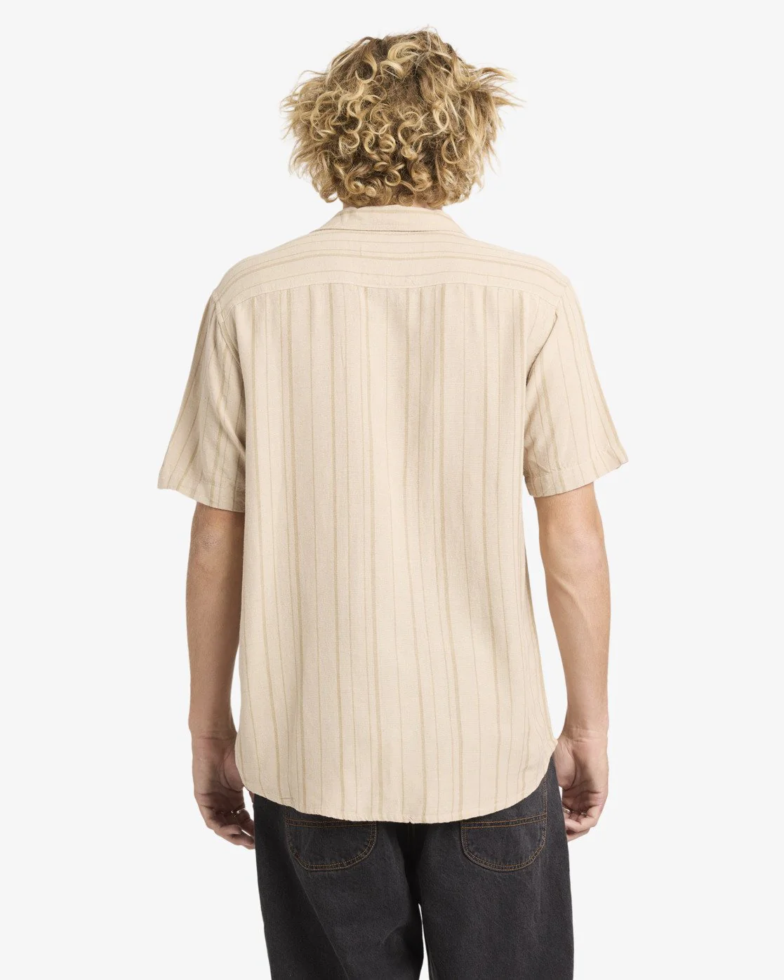 RVCA Men's Exotica Stripe Short Sleeve Shirt Light Khaki 23A041604-LKH - Image 2