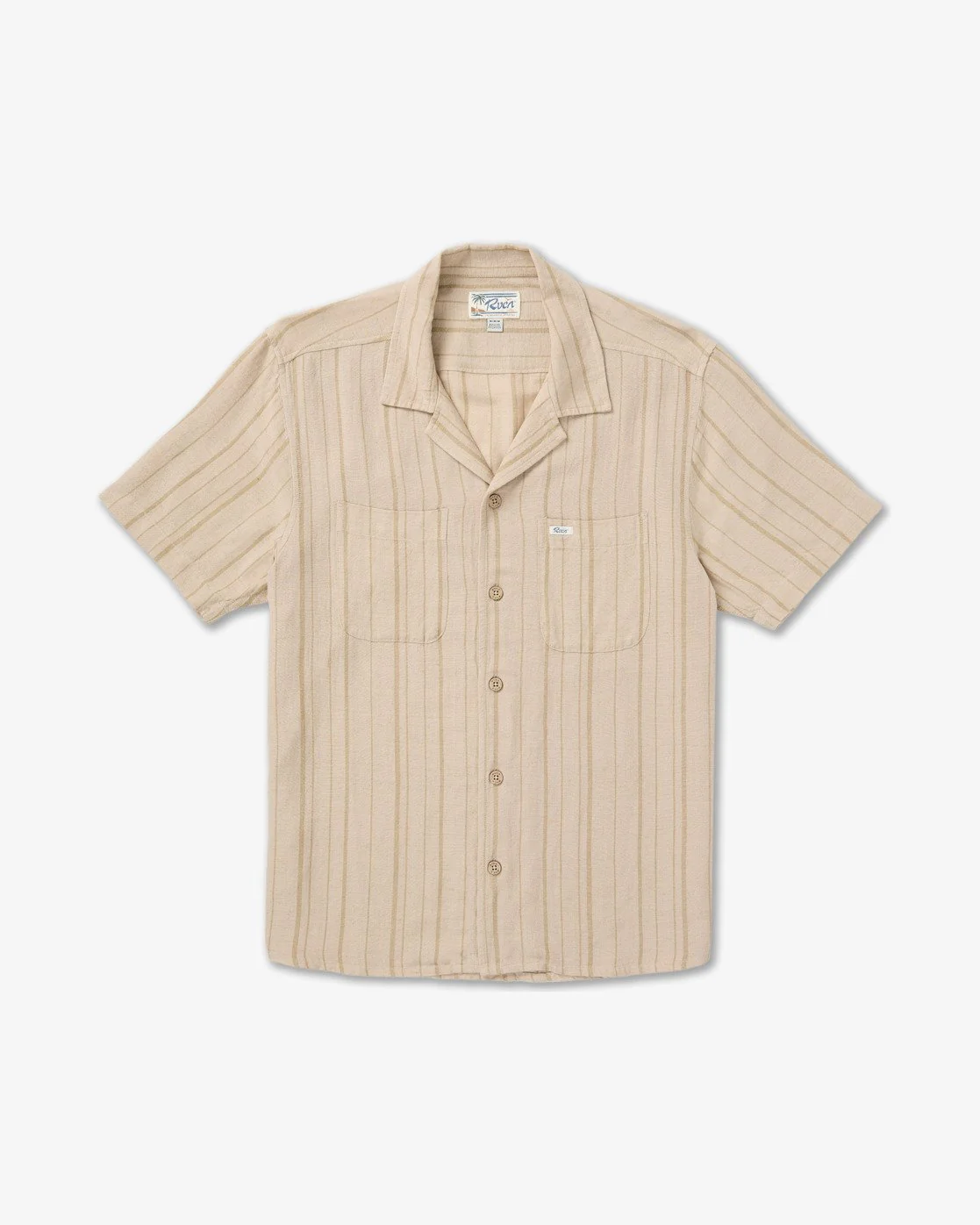 RVCA Men's Exotica Stripe Short Sleeve Shirt Light Khaki 23A041604-LKH - Image 6