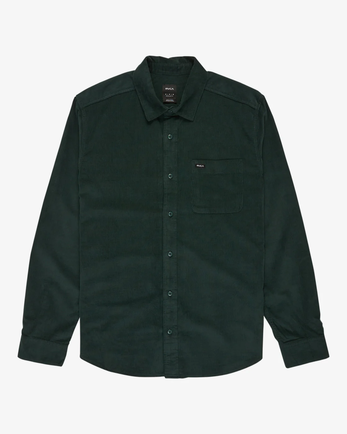 RVCA Men's Freeman Cord Long Sleeve Shirt Green EVYWT03001-GRN