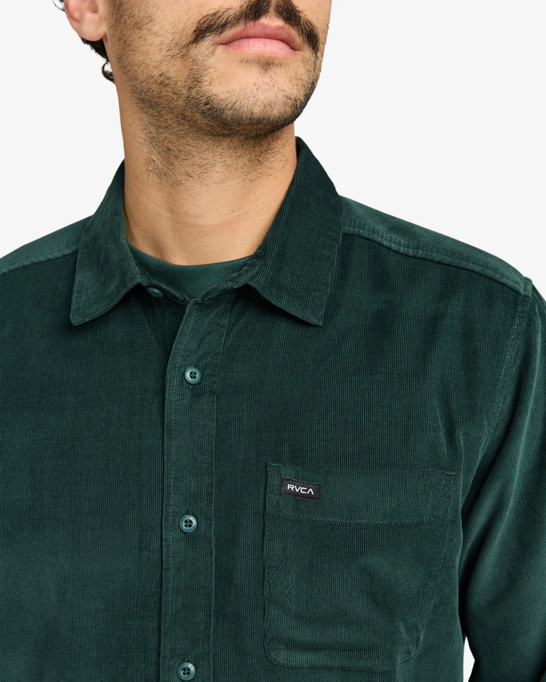 RVCA Men's Freeman Cord Long Sleeve Shirt Green EVYWT03001-GRN - Image 5