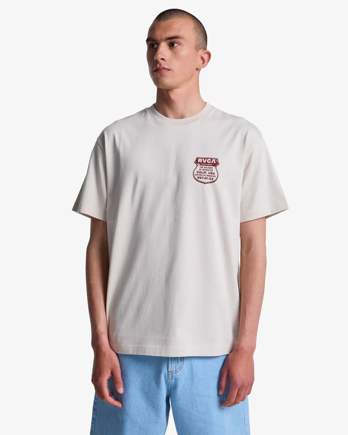 RVCA Men's Ride Free Short Sleeve T-Shirt Moonbeam EVYZT00337-SEZ0 - Image 2