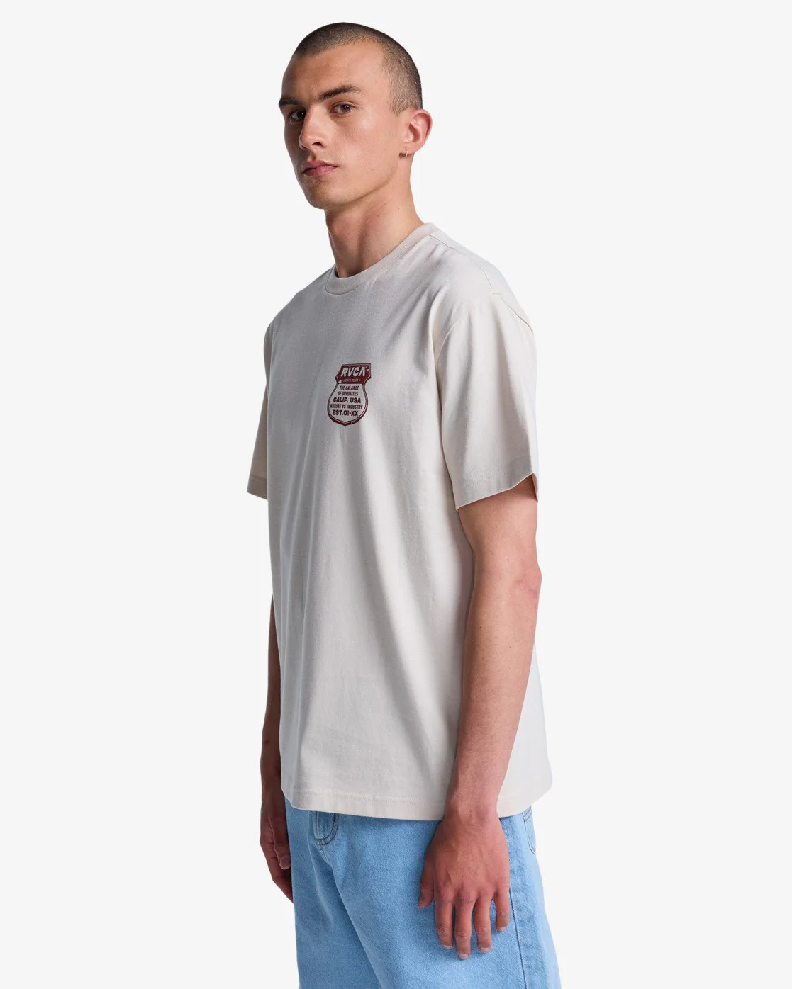 RVCA Men's Ride Free Short Sleeve T-Shirt Moonbeam EVYZT00337-SEZ0 - Image 3