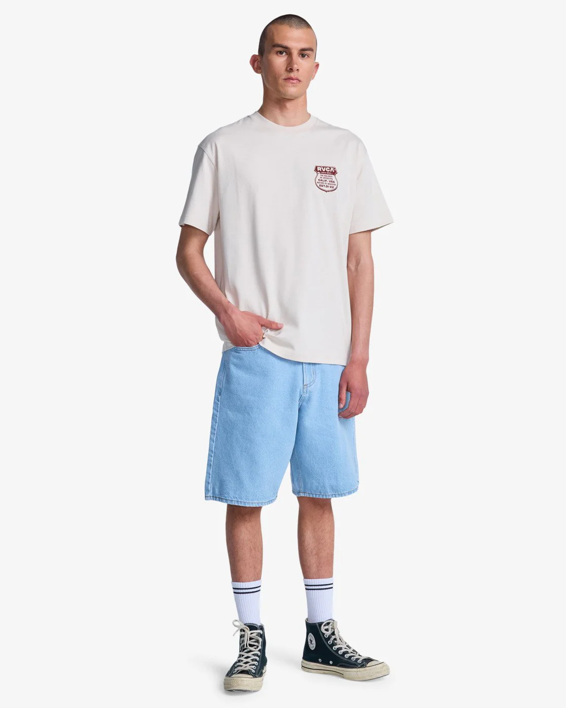 RVCA Men's Ride Free Short Sleeve T-Shirt Moonbeam EVYZT00337-SEZ0 - Image 4