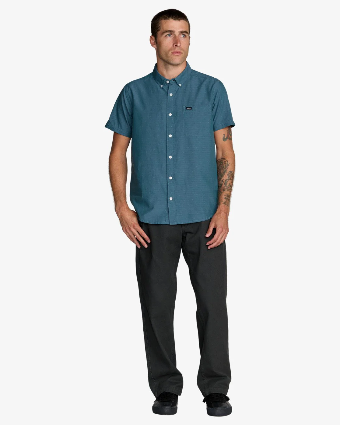 RVCA Men's Thatll Do Dobby Short Sleeve Shirt Atlantic AVYWT00545-ATL - Image 3