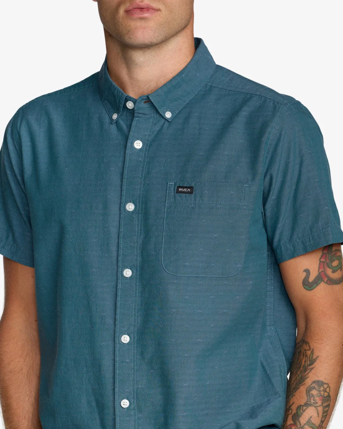 RVCA Men's Thatll Do Dobby Short Sleeve Shirt Atlantic AVYWT00545-ATL - Image 4
