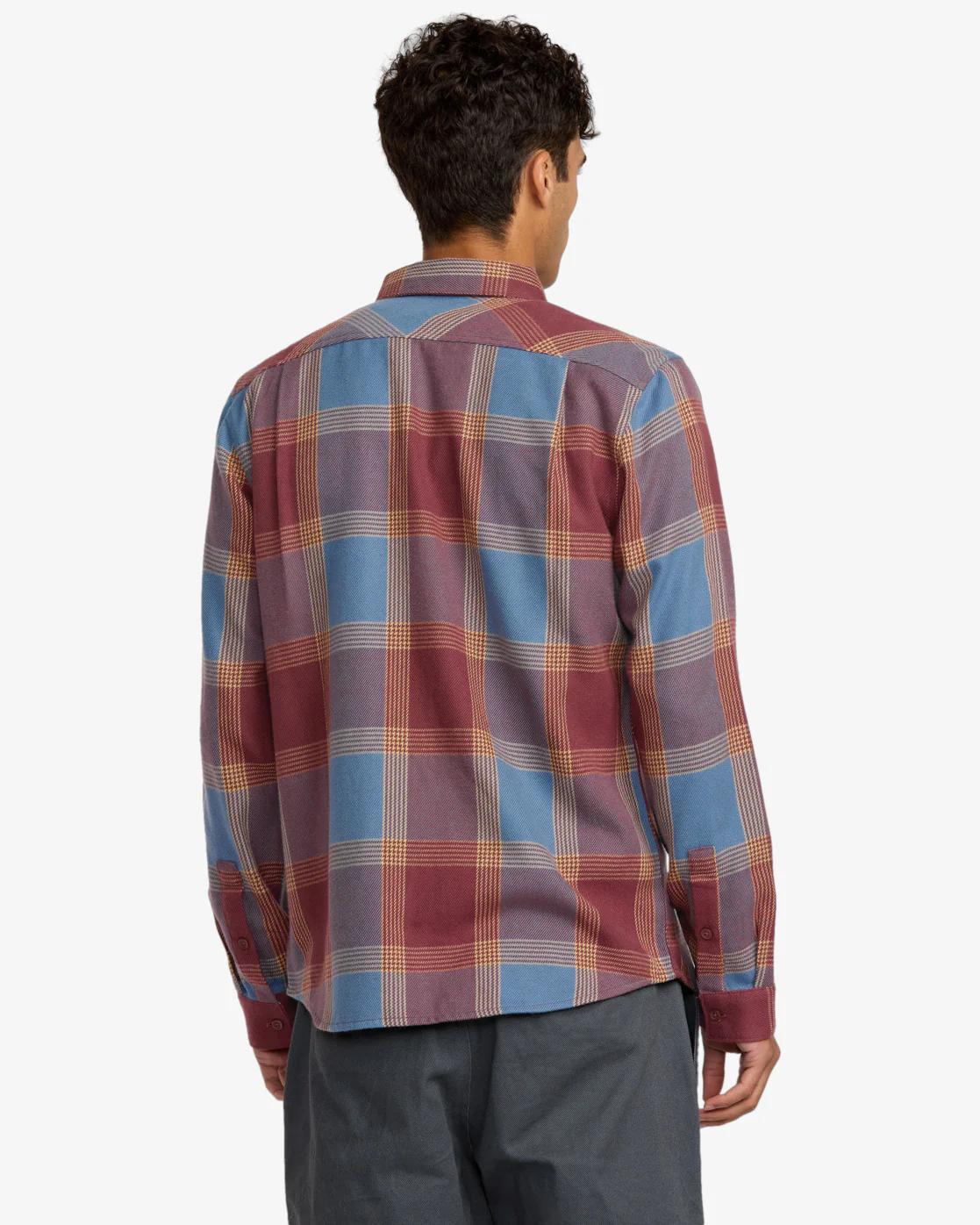 RVCA Men's Thatll Work Flannel Long Sleeve Shirt Red Earth 23A053502-RDE - Image 3