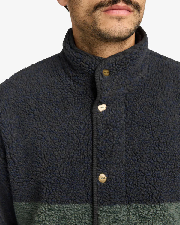 RVCA Westwood Snap Fleece Jacket Moody Blue EVYFT00108-MDY - Image 4