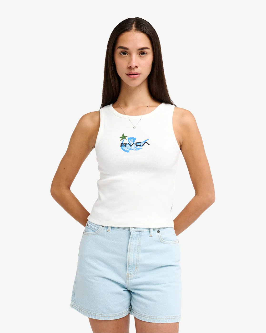 RVCA Women's Antonia Figueiredo Bird Logo Tank Top Cloud Dancer EVJKT03001-WBP0