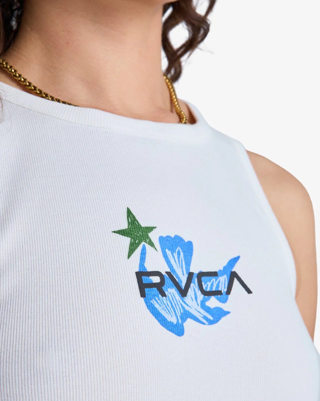 RVCA Women's Antonia Figueiredo Bird Logo Tank Top Cloud Dancer EVJKT03001-WBP0 - Image 4