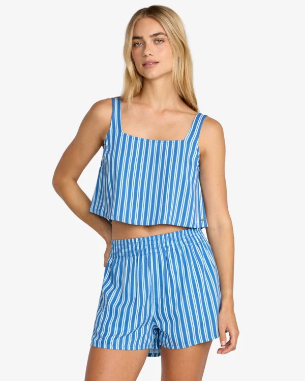 RVCA Women's Mikey Boxer Elasticated Shorts Blue Relic 23B092505-REL