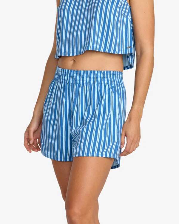 RVCA Women's Mikey Boxer Elasticated Shorts Blue Relic 23B092505-REL - Image 3
