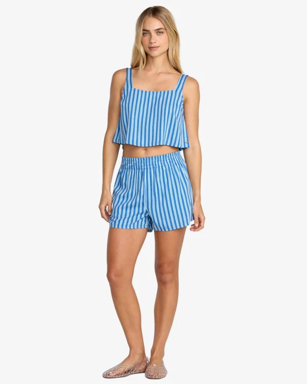 RVCA Women's Mikey Boxer Elasticated Shorts Blue Relic 23B092505-REL - Image 4