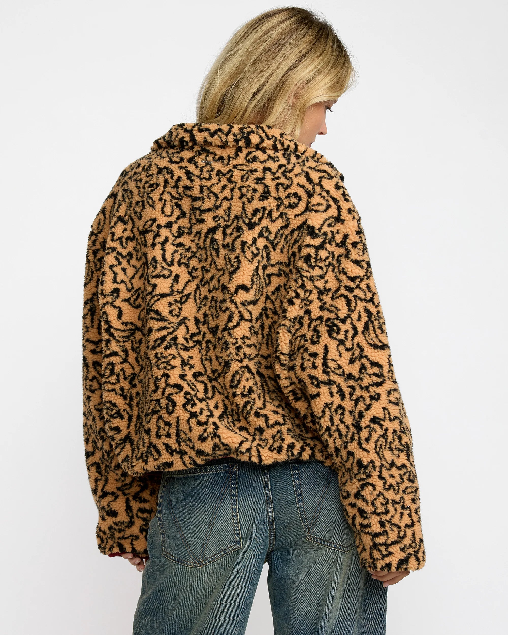 RVCA Women's Oh Hush Sherpa Fleece Ochre Print 23B153506-OCR - Image 3