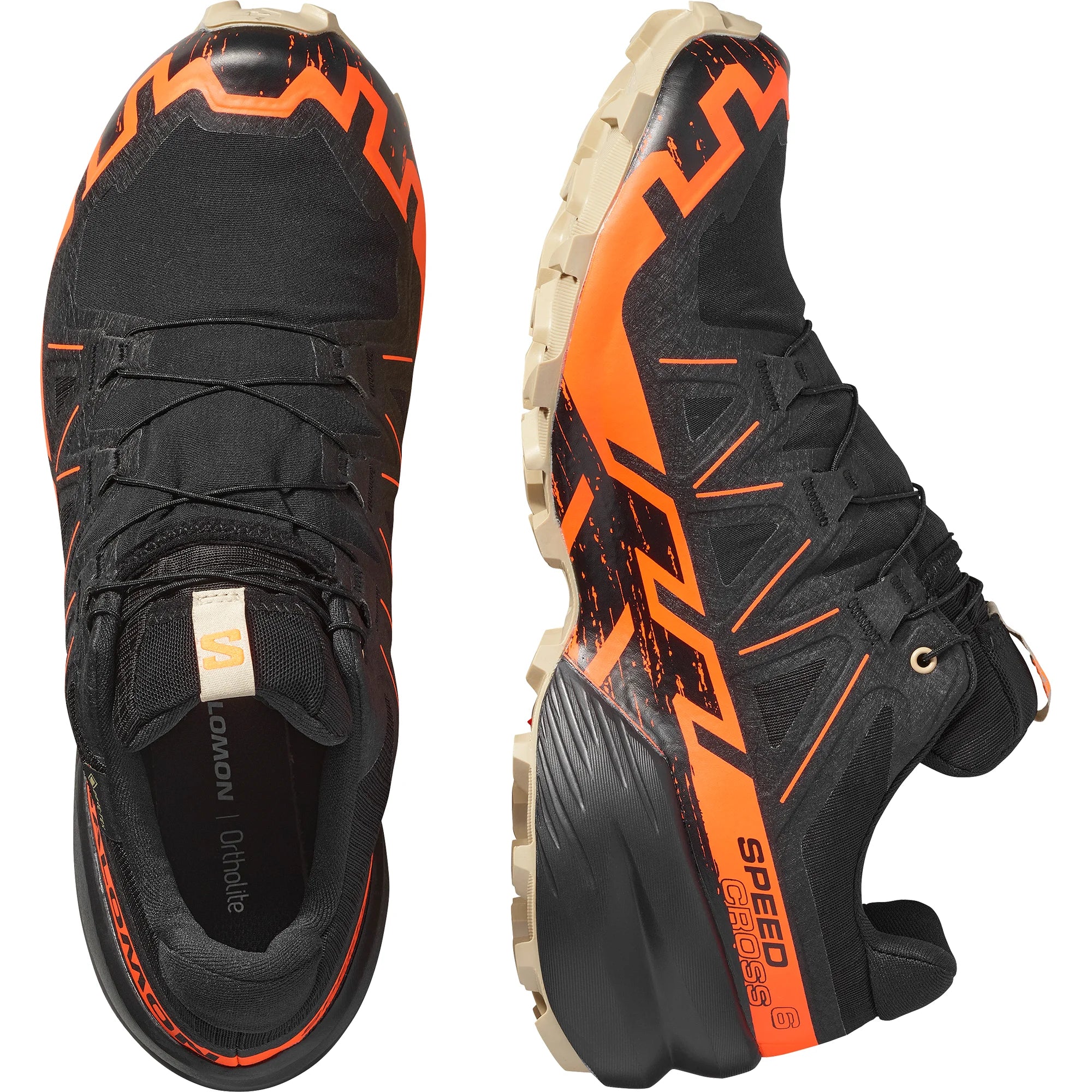 Salomon Men's Speedcross 6 Gore-Tex Black/Shocking Orange/White Pepper L478795 - Image 4