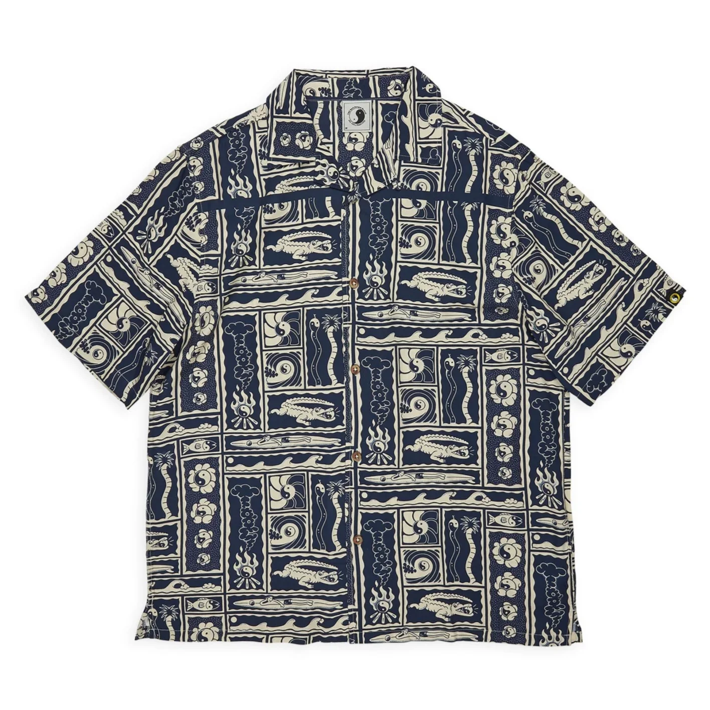 T&C Men's Aloha Short Sleeve Shirt Navy Kenny Camp TM6SS-0122