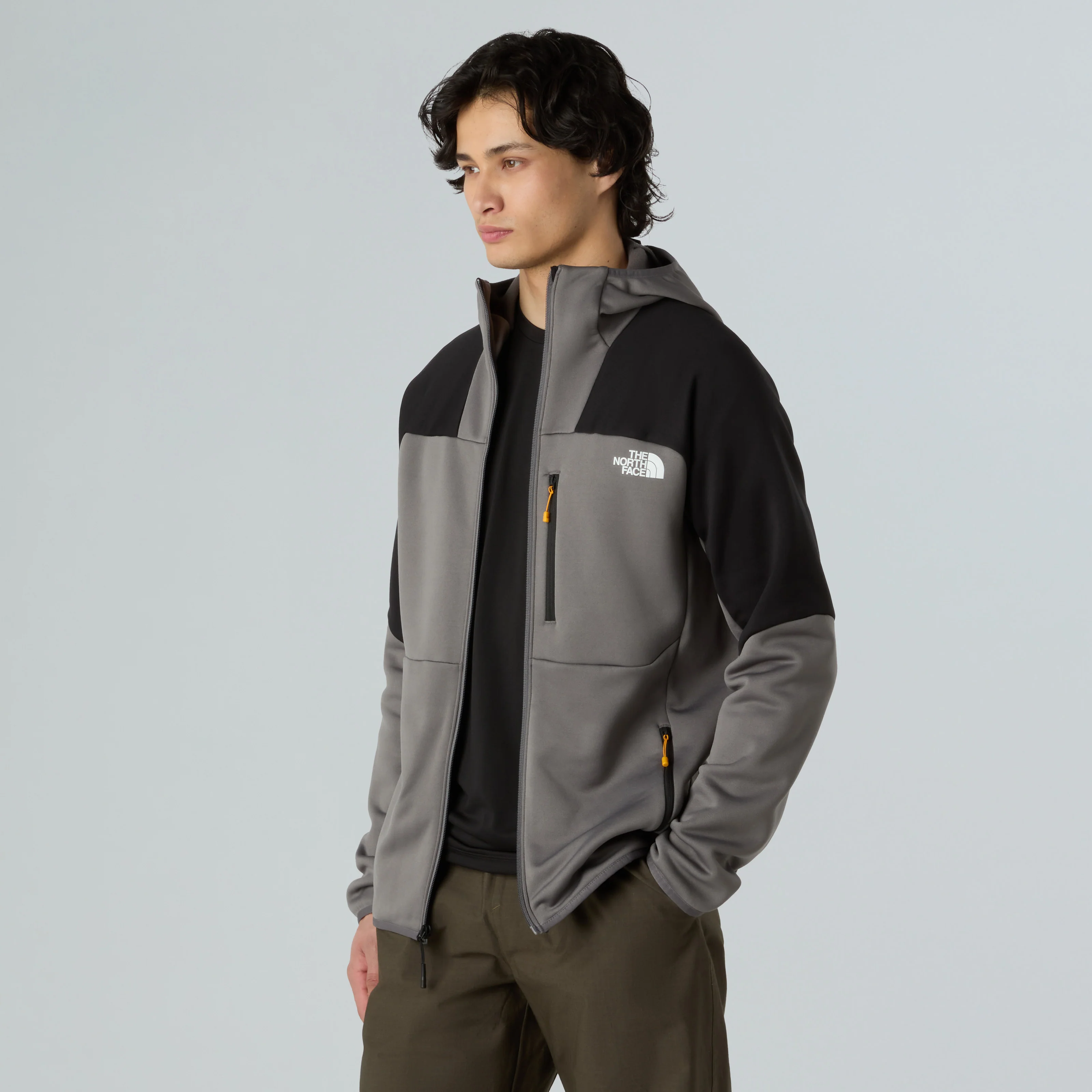 The North Face Men's Meteora Full-Zip Fleece Smoked Pearl/TNF Black NF0A8E1KRPI - Image 3