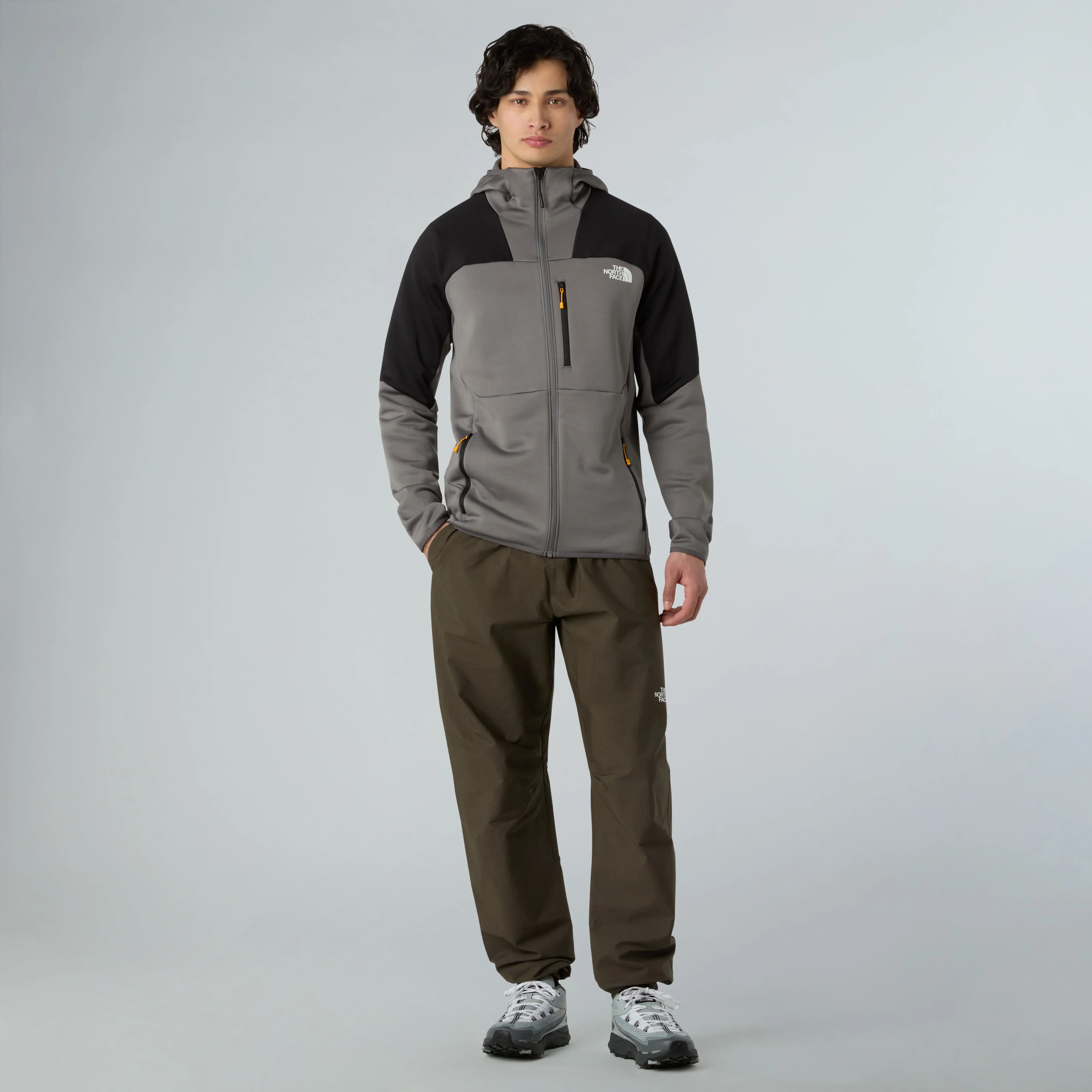 The North Face Men's Meteora Full-Zip Fleece Smoked Pearl/TNF Black NF0A8E1KRPI - Image 4