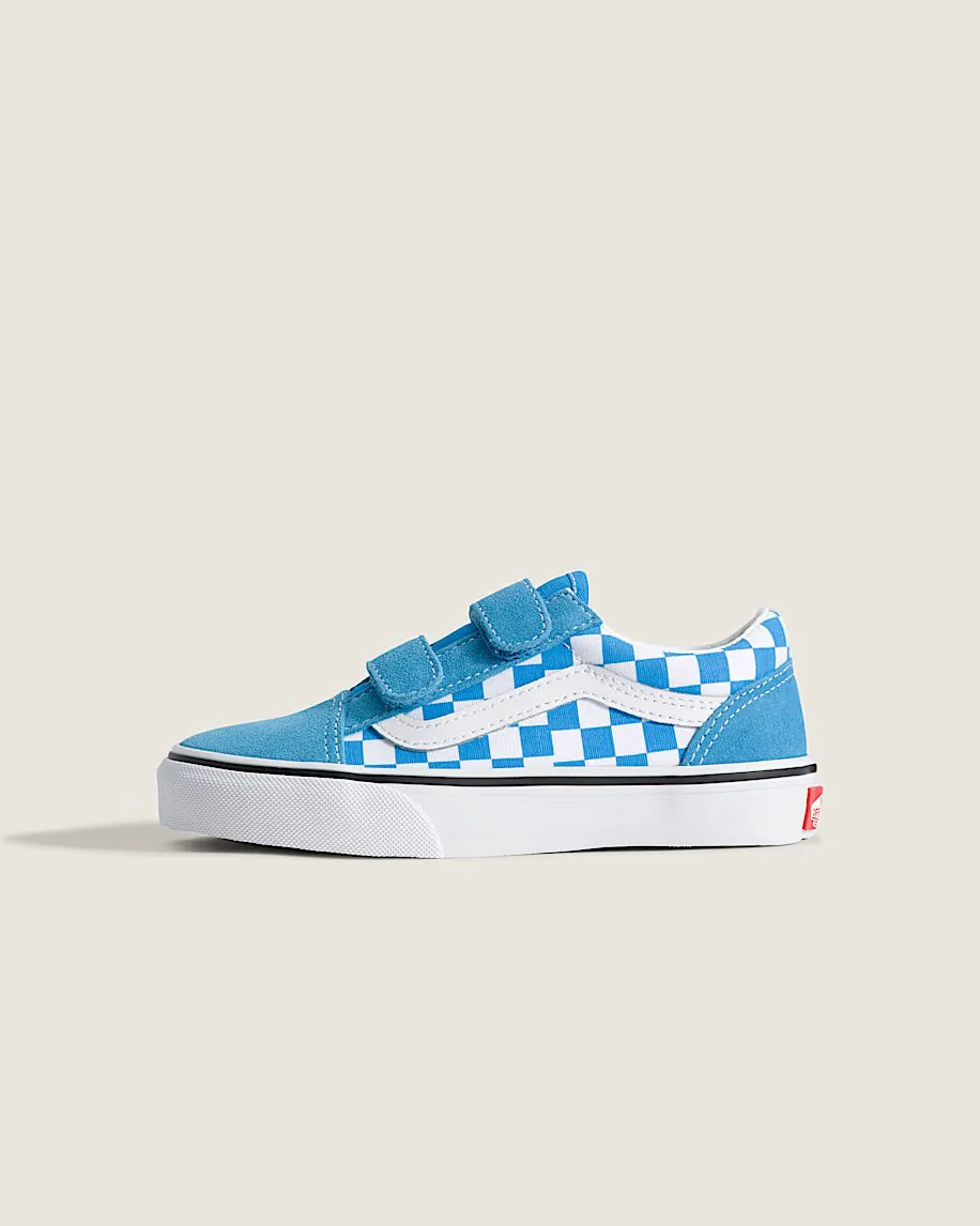 Vans Kids' Old Skool V Shoes Checkerboard Bright Azure Blue VN000CYDFNM - Image 2