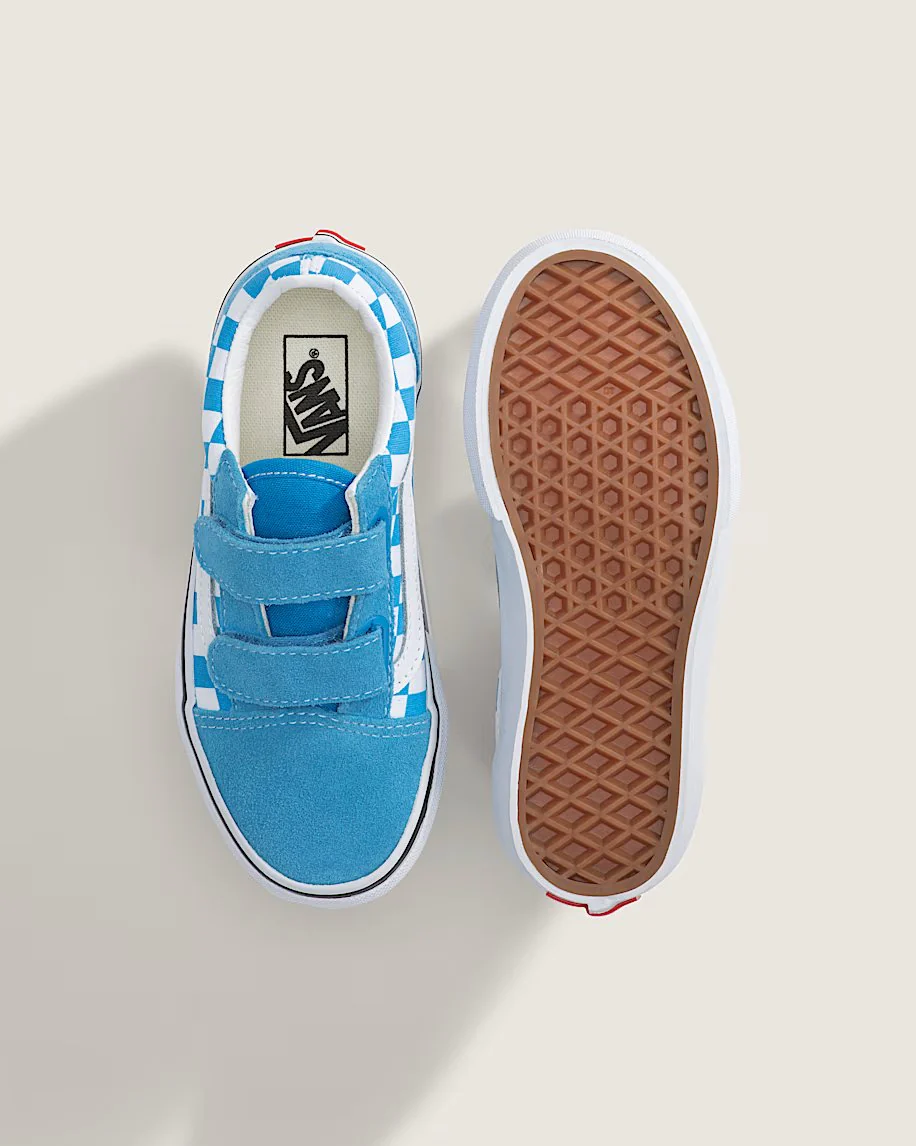 Vans Kids' Old Skool V Shoes Checkerboard Bright Azure Blue VN000CYDFNM - Image 3
